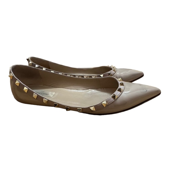 Valentino Light Tan Rockstud Flats - Picture 3 of 6